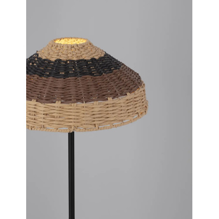 Lampa podłogowa z rattanowym kloszem Casa re 46cm H148cm czarna