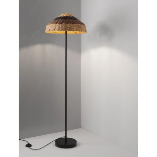 Lampa podłogowa z rattanowym kloszem Casa re 46cm H148cm czarna