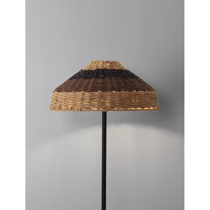 Lampa podłogowa z rattanowym kloszem Casa re 46cm H148cm czarna