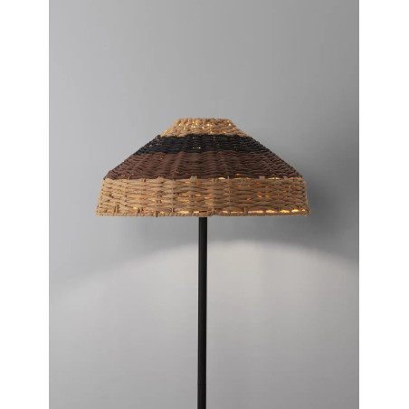 Lampa podłogowa z rattanowym kloszem Casa re 46cm H148cm czarna