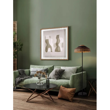 Lampa podłogowa z rattanowym kloszem Casa re 46cm H148cm czarna