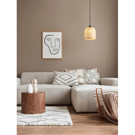 Lampa wisząca bambusowa w stylu boho z czarnymi elementami Torre 23cm