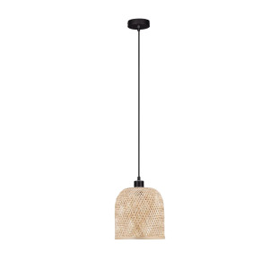 Lampa wisząca bambusowa w stylu boho z czarnymi elementami Torre 23cm