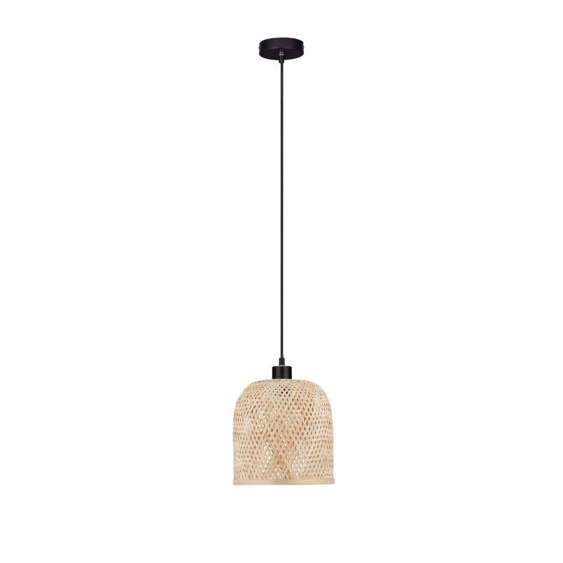 Lampa wisząca bambusowa w stylu boho z czarnymi elementami Torre 23cm