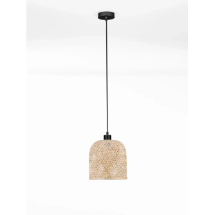 Lampa wisząca bambusowa w stylu boho z czarnymi elementami Torre 23cm