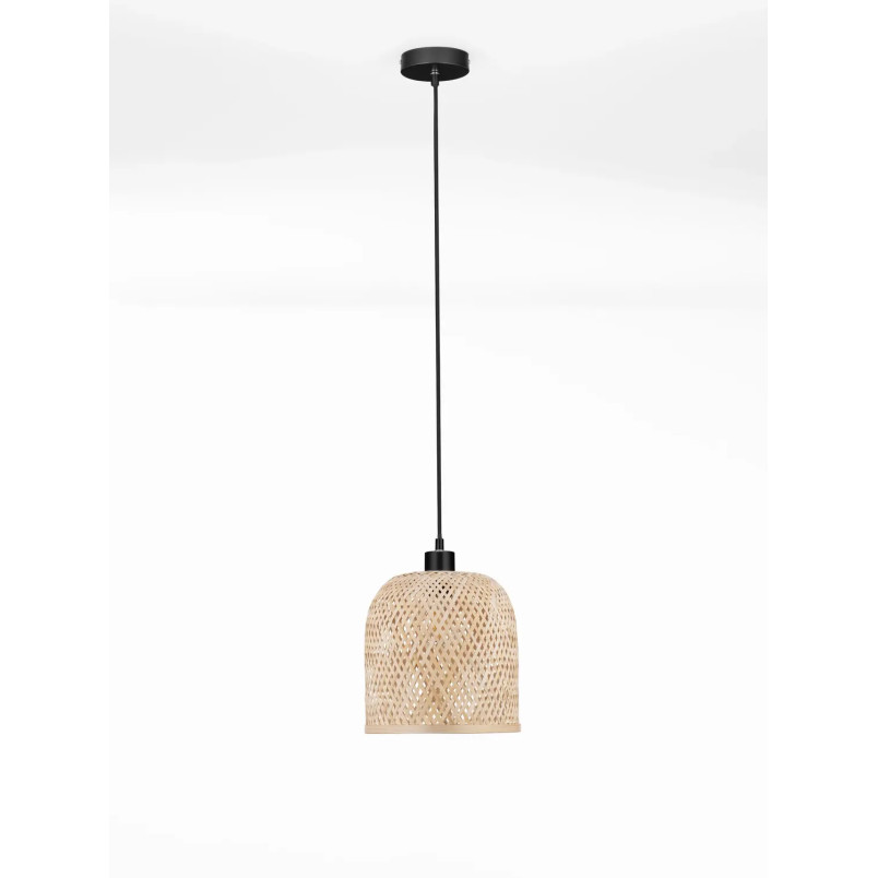 Lampa wisząca bambusowa w stylu boho z czarnymi elementami Torre 23cm