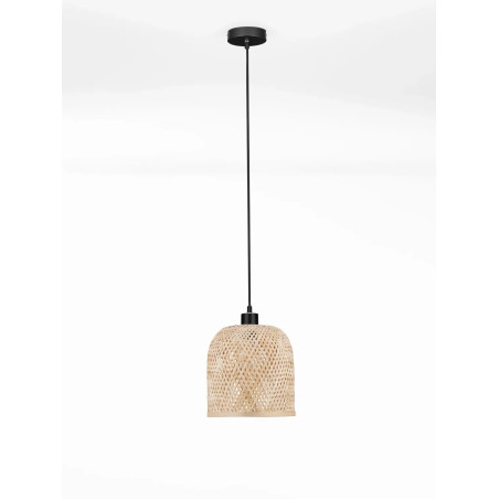 Lampa wisząca bambusowa w stylu boho z czarnymi elementami Torre 23cm