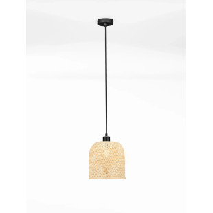 Lampa wisząca bambusowa w stylu boho z czarnymi elementami Torre 23cm