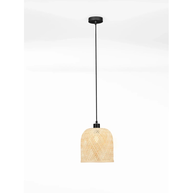 Lampa wisząca bambusowa w stylu boho z czarnymi elementami Torre 23cm