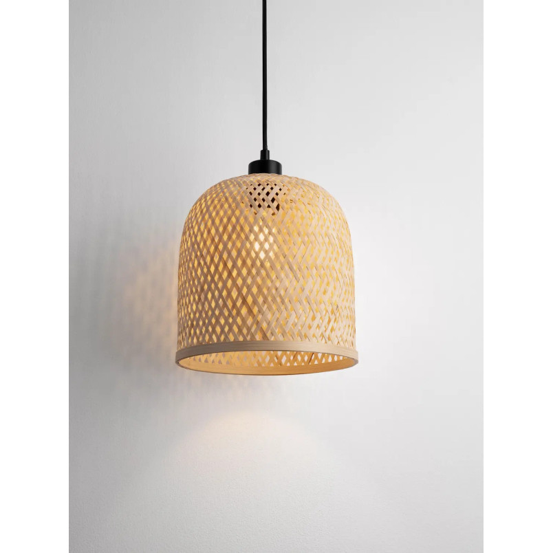 Lampa wisząca bambusowa w stylu boho z czarnymi elementami Torre 23cm