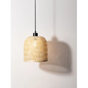 Lampa wisząca bambusowa w stylu boho z czarnymi elementami Torre 23cm
