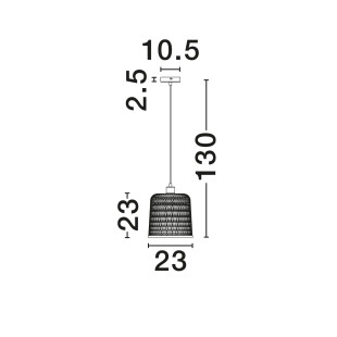 Lampa wisząca bambusowa w stylu boho z czarnymi elementami Torre 23cm