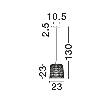 Lampa wisząca bambusowa w stylu boho z czarnymi elementami Torre 23cm