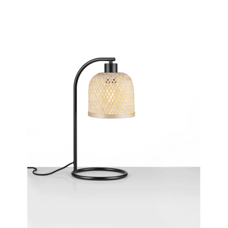 Lampa stołowa bambusowa w stylu boho z czarnymi elementami Torre H41cm