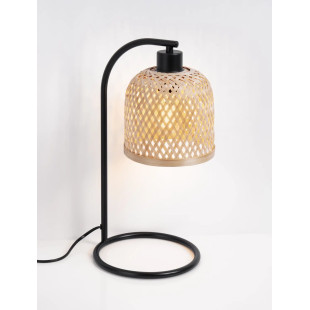Lampa stołowa bambusowa w stylu boho z czarnymi elementami Torre H41cm