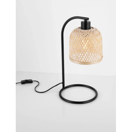 Lampa stołowa bambusowa w stylu boho z czarnymi elementami Torre H41cm