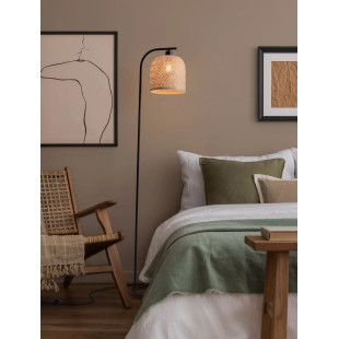 Lampa podłogowa bambusowa w stylu boho z czarnymi elementami Torre H160cm