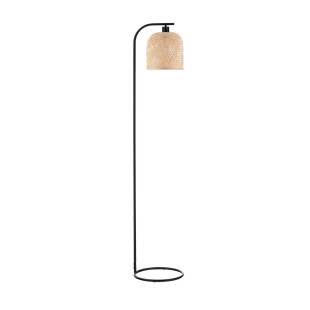 Lampa podłogowa bambusowa w stylu boho z czarnymi elementami Torre H160cm