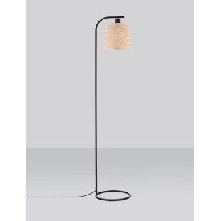 Lampa podłogowa bambusowa w stylu boho z czarnymi elementami Torre H160cm