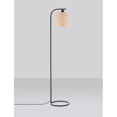 Lampa podłogowa bambusowa w stylu boho z czarnymi elementami Torre H160cm