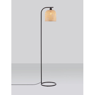 Lampa podłogowa bambusowa w stylu boho z czarnymi elementami Torre H160cm