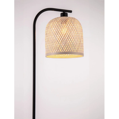Lampa podłogowa bambusowa w stylu boho z czarnymi elementami Torre H160cm