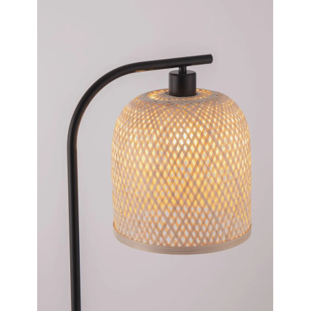 Lampa podłogowa bambusowa w stylu boho z czarnymi elementami Torre H160cm