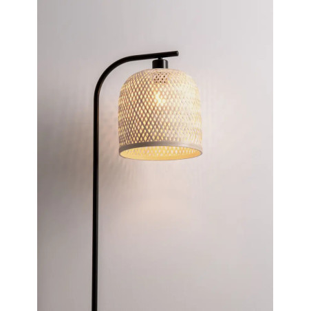 Lampa podłogowa bambusowa w stylu boho z czarnymi elementami Torre H160cm