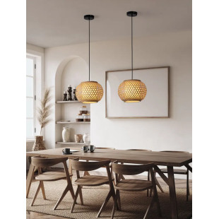 Lampa wisząca rattanowa kula w stylu boho Prete 30cm