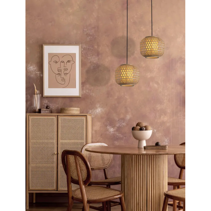 Lampa wisząca rattanowa kula w stylu boho Prete 25cm