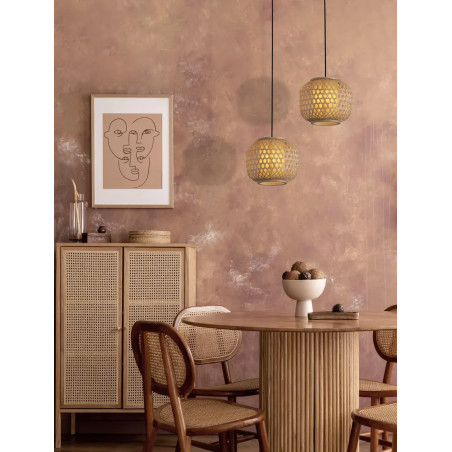 Lampa wisząca rattanowa kula w stylu boho Prete 25cm