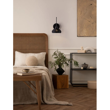 Kinkiet wiszący rattanowy w stylu boho Pian czarny