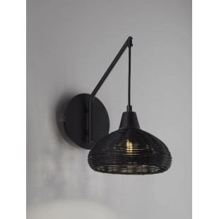 Kinkiet wiszący rattanowy w stylu boho Pian czarny
