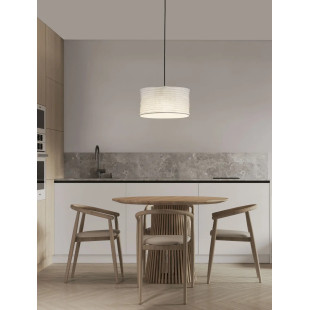 Lampa wisząca japandi z białym lnianym kloszem Kosaka 38cm