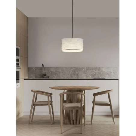 Lampa wisząca japandi z białym lnianym kloszem Kosaka 38cm