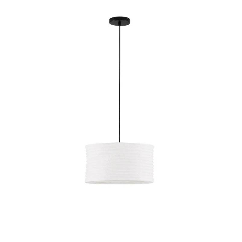 Lampa wisząca japandi z białym lnianym kloszem Kosaka 38cm
