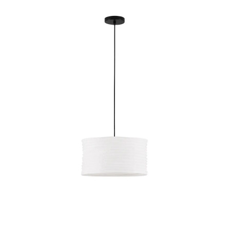 Lampa wisząca japandi z białym lnianym kloszem Kosaka 38cm