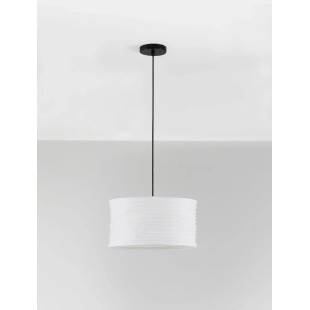 Lampa wisząca japandi z białym lnianym kloszem Kosaka 38cm
