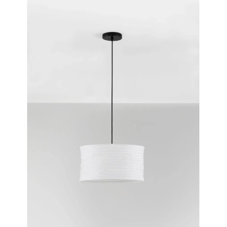 Lampa wisząca japandi z białym lnianym kloszem Kosaka 38cm