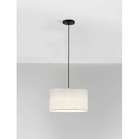 Lampa wisząca japandi z białym lnianym kloszem Kosaka 38cm