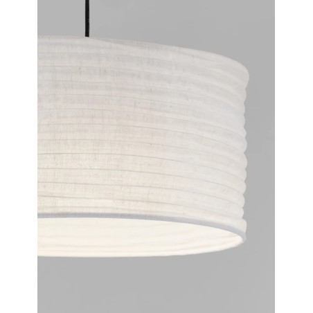 Lampa wisząca japandi z białym lnianym kloszem Kosaka 38cm