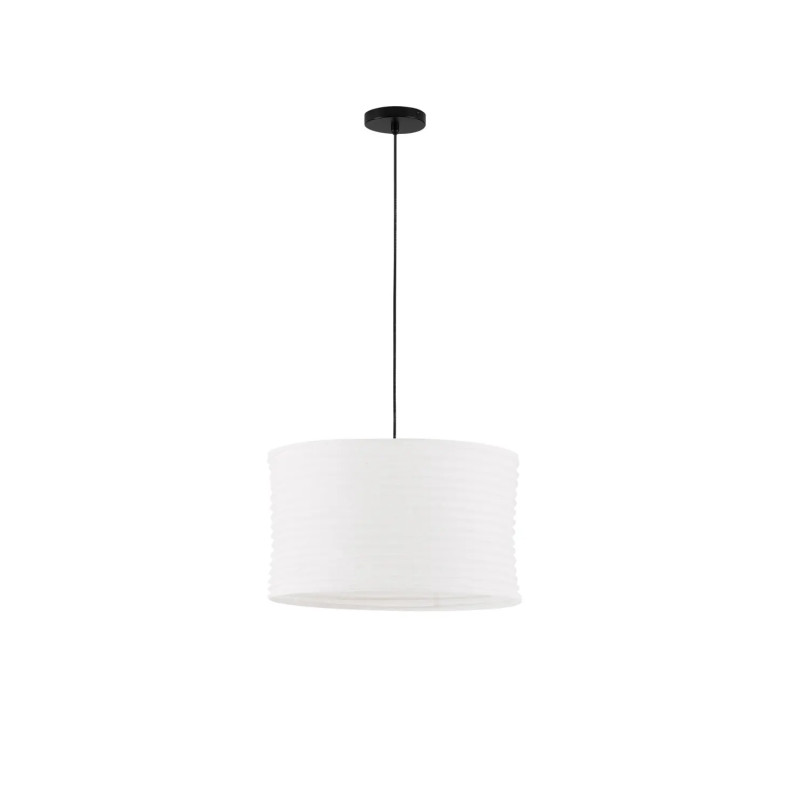 Lampa wisząca japandi z białym lnianym kloszem Kosaka 50cm