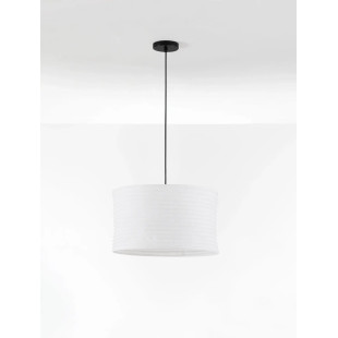 Lampa wisząca japandi z białym lnianym kloszem Kosaka 50cm