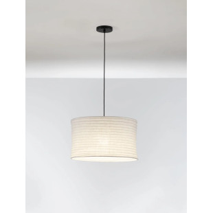 Lampa wisząca japandi z białym lnianym kloszem Kosaka 50cm