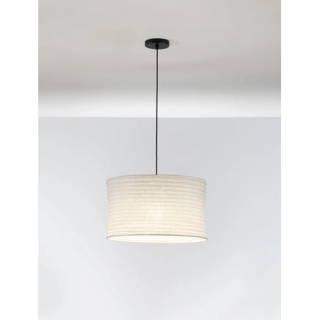Lampa wisząca japandi z białym lnianym kloszem Kosaka 50cm