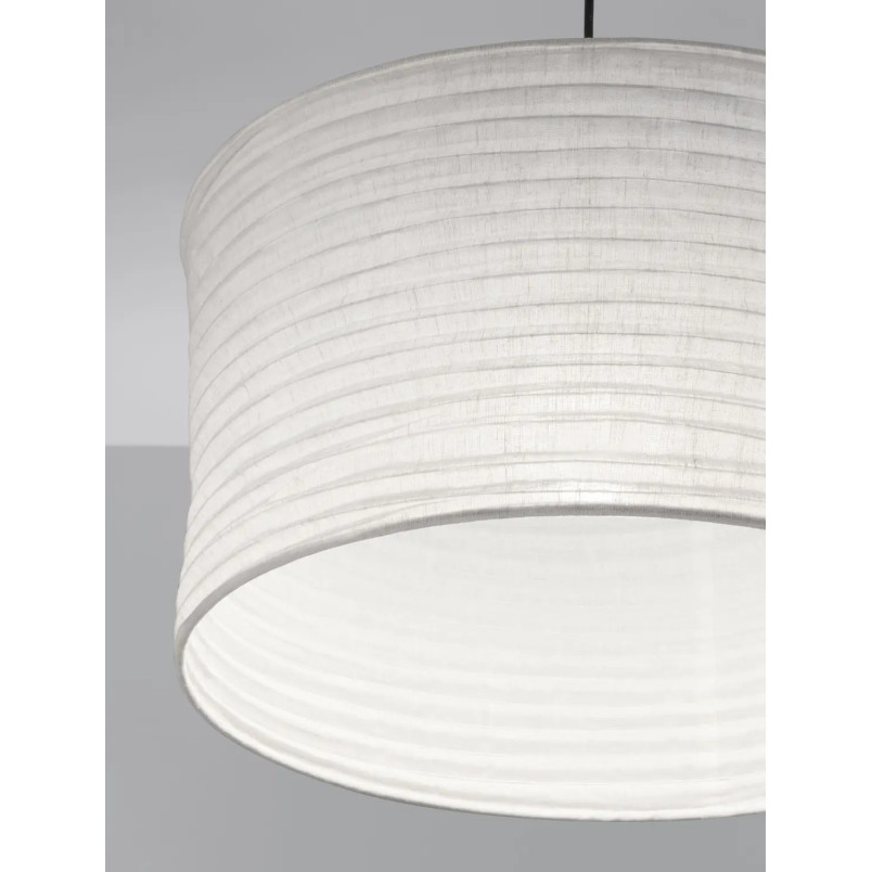 Lampa wisząca japandi z białym lnianym kloszem Kosaka 50cm