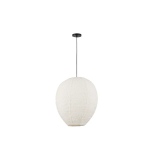 Lampa wisząca japandi - klosz tkanina boucle Fuji 60cm biała