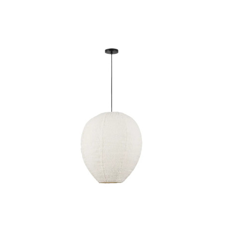 Lampa wisząca japandi - klosz tkanina boucle Fuji 60cm biała