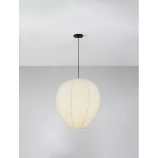 Lampa wisząca japandi - klosz tkanina boucle Fuji 60cm biała