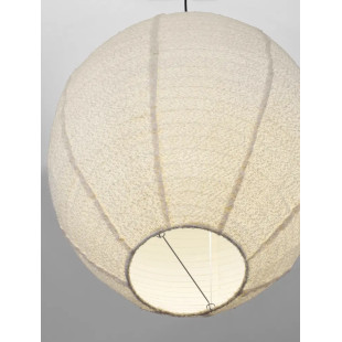 Lampa wisząca japandi - klosz tkanina boucle Fuji 60cm biała